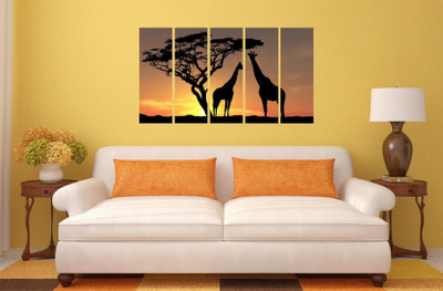 Asmi Collections 90 cm Beautiful Giraffe in A Jungle Wall Paintings Stickers Removable Sticker(Pack of 1)
