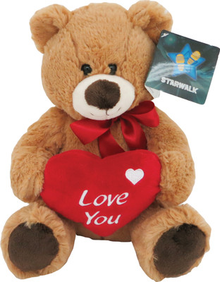 

Starwalk Bear Plush Brown colour with Red Bow & Love You Heart - 24 cm(Multicolor)