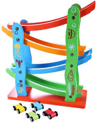 

Montez 4 Colorful Wooden Speed Cute Car Vehicles With Wooden Block Track Set(Multicolor)