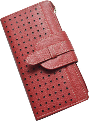 

Knott Women Casual Red Genuine Leather Wallet(14 Card Slots)