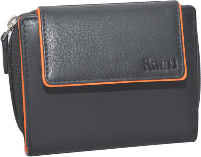 

Knott Women Formal Black Genuine Leather Wallet(8 Card Slots), Multicolor