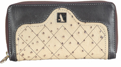 

Adamis Women Trendy Beige, Black Genuine Leather Wallet(8 Card Slots)