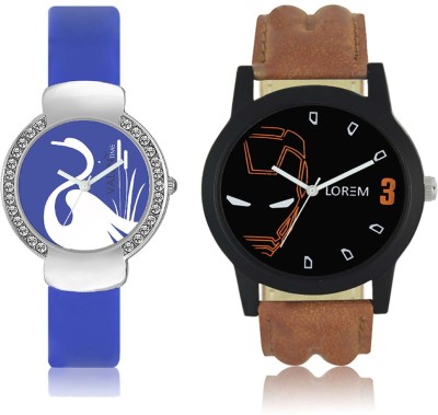 LOREM WAT-W06-0004-W07-0023-COMBOLOREMBlack::Blue Designer Stylish Shape Best Offer Combo Couple Watch  - For Men & Women   Watches  (LOREM)