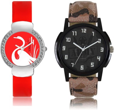 LOREM WAT-W06-0003-W07-0025-COMBOLOREMBlack::Red Designer Stylish Shape Best Offer Combo Couple Watch  - For Men & Women   Watches  (LOREM)