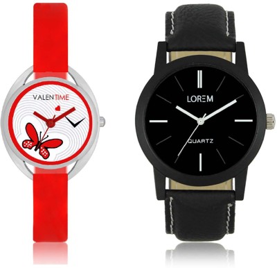 LOREM WAT-W06-0005-W07-0004-COMBOLOREMBlack::White Designer Stylish Shape Best Offer Combo Couple Watch  - For Men & Women   Watches  (LOREM)