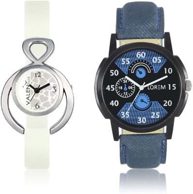 LOREM WAT-W06-0002-W07-0015-COMBOLOREMBlack::Blue::White Designer Stylish Shape Best Offer Combo Couple Watch  - For Men & Women   Watches  (LOREM)