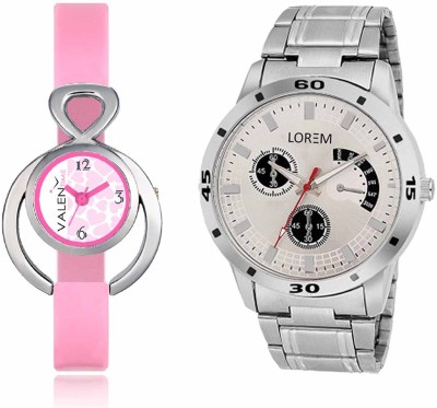 LOREM WAT-W06-0101-W07-0013-COMBOLOREMSilver::White Designer Stylish Shape Best Offer Combo Couple Watch  - For Men & Women   Watches  (LOREM)