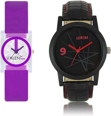 LOREM WAT-W06-0008-W07-0007-COMBOLOREMBlack::White Designer Stylish Shape Best Offer Combo Couple Watch  - For Men & Women   Watches  (LOREM)