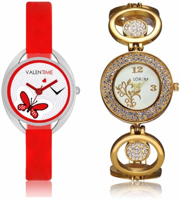 LOREM WAT-W06-0204-W07-0004-COMBOLOREMWhite::White Designer Stylish Shape Best Offer Bracelet Combo Watch  - For Women   Watches  (LOREM)