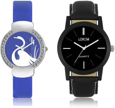 

LOREM WAT-W06-0005-W07-0023-COMBOLOREMBlack::Blue Designer Stylish Shape Best Offer Combo Couple Watch - For Men & Women