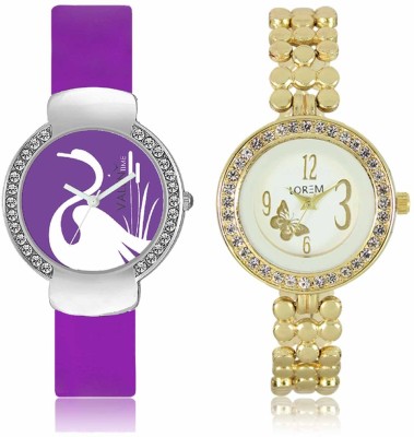 LOREM WAT-W06-0203-W07-0022-COMBOLOREMWhite::Purple Designer Stylish Shape Best Offer Bracelet Combo Watch  - For Women   Watches  (LOREM)
