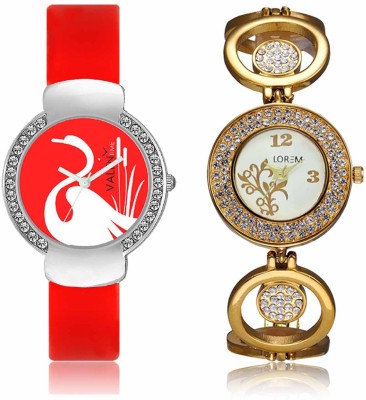 LOREM WAT-W06-0204-W07-0025-COMBOLOREMWhite::Red Designer Stylish Shape Best Offer Bracelet Combo Watch  - For Women   Watches  (LOREM)