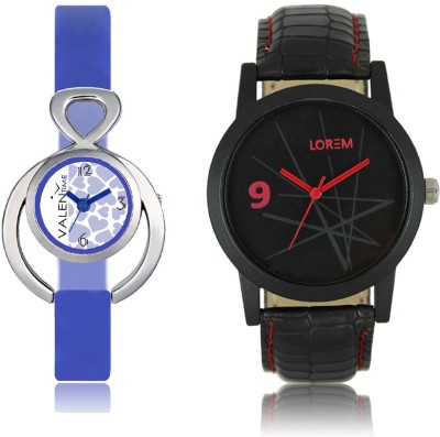 LOREM WAT-W06-0008-W07-0012-COMBOLOREMBlack::White Designer Stylish Shape Best Offer Combo Couple Watch  - For Men & Women   Watches  (LOREM)