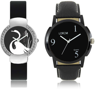 

LOREM WAT-W06-0006-W07-0021-COMBOLOREMBlack::Black Designer Stylish Shape Best Offer Combo Couple Watch - For Men & Women