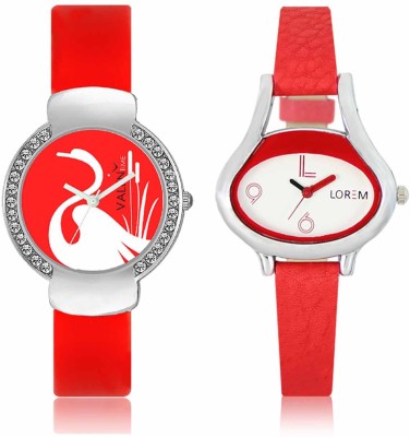 LOREM WAT-W06-0206-W07-0025-COMBOLOREMWhite::Red Designer Stylish Shape Best Offer Combo Beautiful Watch  - For Women   Watches  (LOREM)