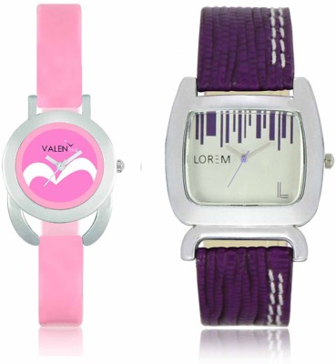 LOREM WAT-W06-0207-W07-0018-COMBOLOREMSilver::Pink Designer Stylish Shape Best Offer Combo Beautiful Watch  - For Women   Watches  (LOREM)
