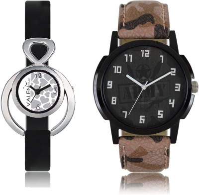LOREM WAT-W06-0003-W07-0011-COMBOLOREMBlack::White Designer Stylish Shape Best Offer Combo Couple Watch  - For Men & Women   Watches  (LOREM)