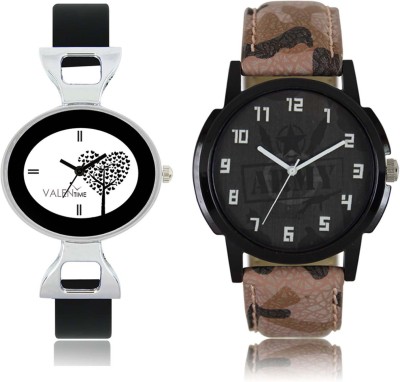 LOREM WAT-W06-0003-W07-0027-COMBOLOREMBlack::White Designer Stylish Shape Best Offer Combo Couple Watch  - For Men & Women   Watches  (LOREM)
