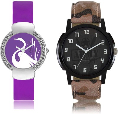 LOREM WAT-W06-0003-W07-0022-COMBOLOREMBlack::Purple Designer Stylish Shape Best Offer Combo Couple Watch  - For Men & Women   Watches  (LOREM)