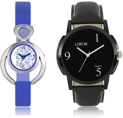 LOREM WAT-W06-0006-W07-0012-COMBOLOREMBlack::White Designer Stylish Shape Best Offer Combo Couple Watch  - For Men & Women   Watches  (LOREM)
