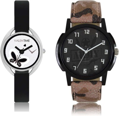 LOREM WAT-W06-0003-W07-0001-COMBOLOREMBlack::White Designer Stylish Shape Best Offer Combo Couple Watch  - For Men & Women   Watches  (LOREM)