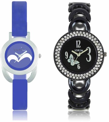 LOREM WAT-W06-0201-W07-0017-COMBOLOREMBlack::Blue Designer Stylish Shape Best Offer Bracelet Combo Watch  - For Women   Watches  (LOREM)