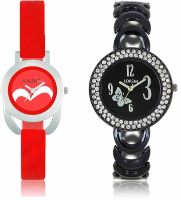 LOREM WAT-W06-0201-W07-0019-COMBOLOREMBlack::Red Designer Stylish Shape Best Offer Bracelet Combo Watch  - For Women   Watches  (LOREM)