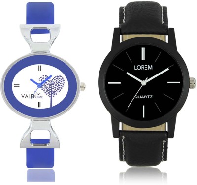LOREM WAT-W06-0005-W07-0029-COMBOLOREMBlack::White Designer Stylish Shape Best Offer Combo Couple Watch  - For Men & Women   Watches  (LOREM)