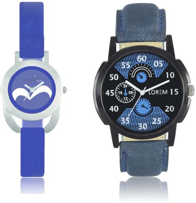 LOREM WAT-W06-0002-W07-0017-COMBOLOREMBlack::Blue::Blue Designer Stylish Shape Best Offer Combo Couple Watch  - For Men & Women   Watches  (LOREM)