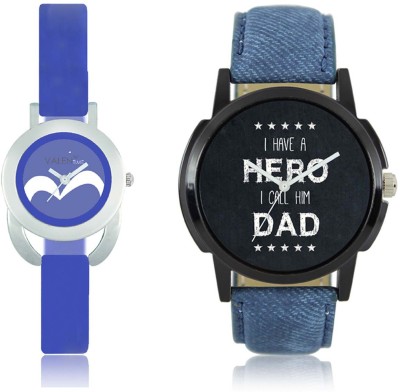 LOREM WAT-W06-0007-W07-0017-COMBOLOREMBlack::Blue Designer Stylish Shape Best Offer Combo Couple Watch  - For Men & Women   Watches  (LOREM)
