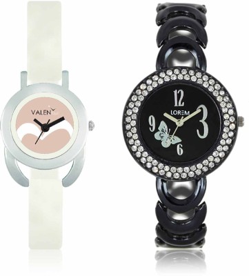 LOREM WAT-W06-0201-W07-0020-COMBOLOREMBlack::White Designer Stylish Shape Best Offer Bracelet Combo Watch  - For Women   Watches  (LOREM)