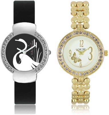 LOREM WAT-W06-0203-W07-0021-COMBOLOREMWhite::Black Designer Stylish Shape Best Offer Bracelet Combo Watch  - For Women   Watches  (LOREM)