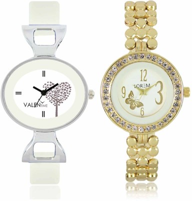LOREM WAT-W06-0203-W07-0032-COMBOLOREMWhite::White Designer Stylish Shape Best Offer Bracelet Combo Watch  - For Women   Watches  (LOREM)
