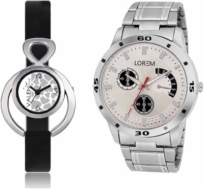 LOREM WAT-W06-0101-W07-0011-COMBOLOREMSilver::White Designer Stylish Shape Best Offer Combo Couple Watch  - For Men & Women   Watches  (LOREM)