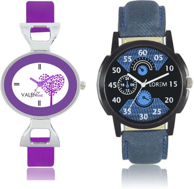 LOREM WAT-W06-0002-W07-0028-COMBOLOREMBlack::Blue::White Designer Stylish Shape Best Offer Combo Couple Watch  - For Men & Women   Watches  (LOREM)