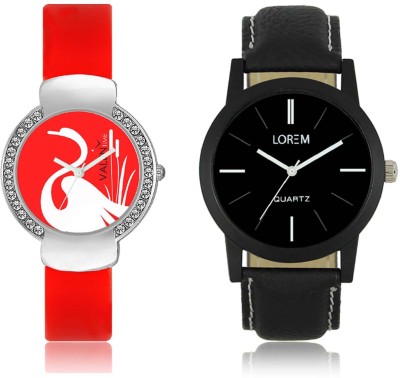 LOREM WAT-W06-0005-W07-0025-COMBOLOREMBlack::Red Designer Stylish Shape Best Offer Combo Couple Watch  - For Men & Women   Watches  (LOREM)