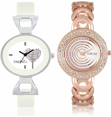 LOREM WAT-W06-0202-W07-0032-COMBOLOREMWhite::White Designer Stylish Shape Best Offer Bracelet Combo Watch  - For Women   Watches  (LOREM)