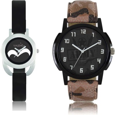 LOREM WAT-W06-0003-W07-0016-COMBOLOREMBlack::Black Designer Stylish Shape Best Offer Combo Couple Watch  - For Men & Women   Watches  (LOREM)