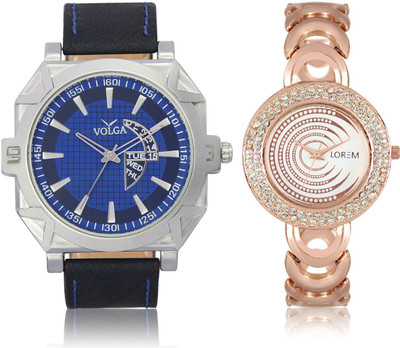

LOREM VL44LR202 New Latest Stylish Designer Leather-Metal Belt Attractive Different Combo Watch - For Men & Women