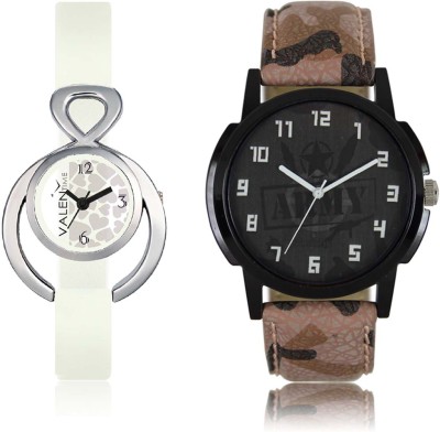 LOREM WAT-W06-0003-W07-0015-COMBOLOREMBlack::White Designer Stylish Shape Best Offer Combo Couple Watch  - For Men & Women   Watches  (LOREM)