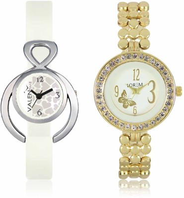 LOREM WAT-W06-0203-W07-0015-COMBOLOREMWhite::White Designer Stylish Shape Best Offer Bracelet Combo Watch  - For Women   Watches  (LOREM)