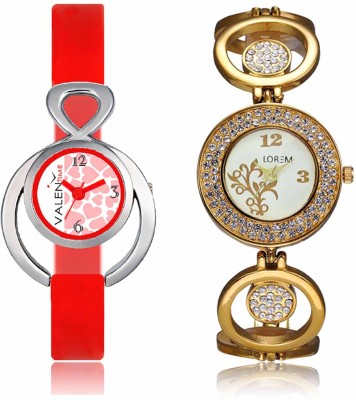 LOREM WAT-W06-0204-W07-0014-COMBOLOREMWhite::White Designer Stylish Shape Best Offer Bracelet Combo Watch  - For Women   Watches  (LOREM)