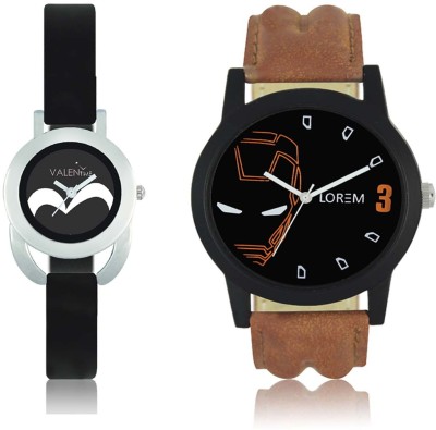 LOREM WAT-W06-0004-W07-0016-COMBOLOREMBlack::Black Designer Stylish Shape Best Offer Combo Couple Watch  - For Men & Women   Watches  (LOREM)