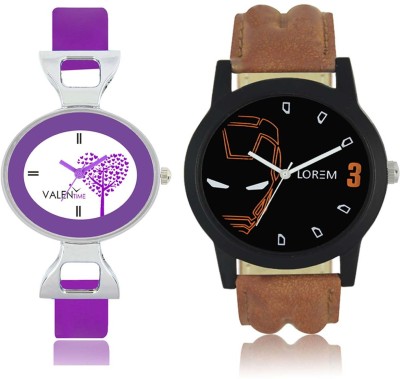 LOREM WAT-W06-0004-W07-0028-COMBOLOREMBlack::White Designer Stylish Shape Best Offer Combo Couple Watch  - For Men & Women   Watches  (LOREM)
