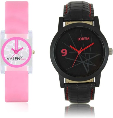 LOREM WAT-W06-0008-W07-0008-COMBOLOREMBlack::White Designer Stylish Shape Best Offer Combo Couple Watch  - For Men & Women   Watches  (LOREM)