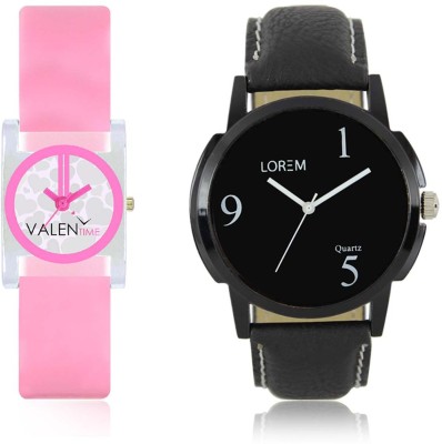 LOREM WAT-W06-0006-W07-0008-COMBOLOREMBlack::White Designer Stylish Shape Best Offer Combo Couple Watch  - For Men & Women   Watches  (LOREM)
