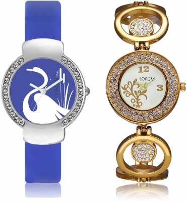 LOREM WAT-W06-0204-W07-0023-COMBOLOREMWhite::Blue Designer Stylish Shape Best Offer Bracelet Combo Watch  - For Women   Watches  (LOREM)