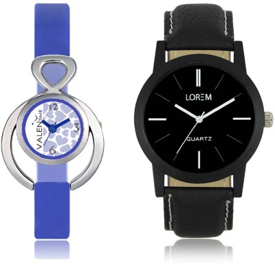 LOREM WAT-W06-0005-W07-0012-COMBOLOREMBlack::White Designer Stylish Shape Best Offer Combo Couple Watch  - For Men & Women   Watches  (LOREM)