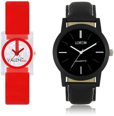 LOREM WAT-W06-0005-W07-0009-COMBOLOREMBlack::White Designer Stylish Shape Best Offer Combo Couple Watch  - For Men & Women   Watches  (LOREM)