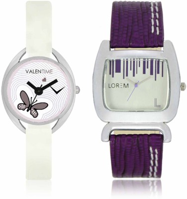 LOREM WAT-W06-0207-W07-0005-COMBOLOREMSilver::White Designer Stylish Shape Best Offer Combo Beautiful Watch  - For Women   Watches  (LOREM)